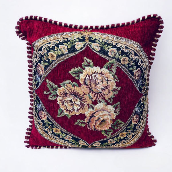 cushion covers, sofa cushion cover, Embroidered cushion cover, floral printed cushion cover, velvet cushion cover, red cushion cover