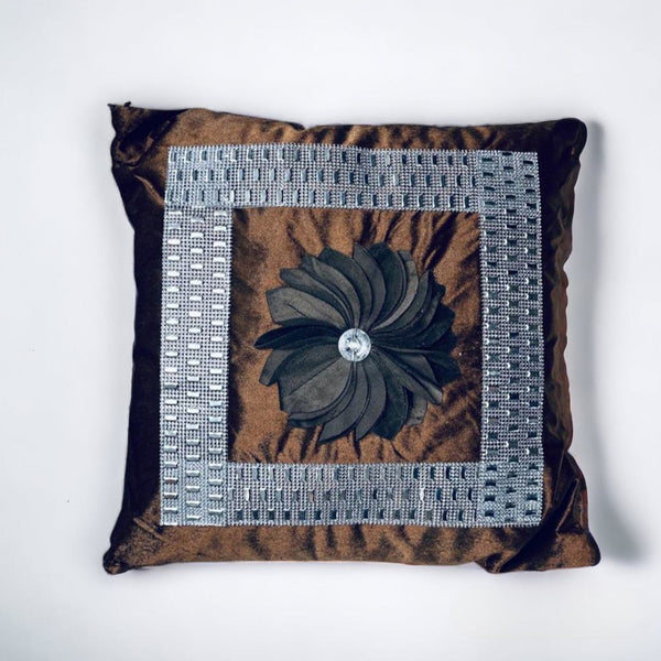 cushion covers, sofa cushion cover, Embroidered cushion cover, floral printed cushion cover, velvet cushion cover, dark brown