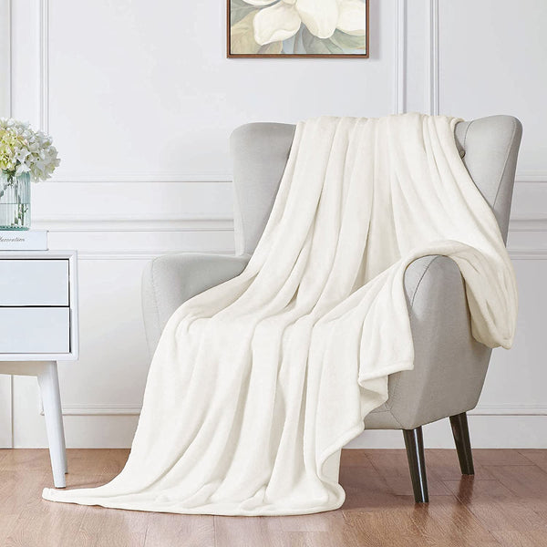 "Soft cream white fleece sofa throw blanket. Cozy and stylish. Perfect for snuggling. High-quality material. Available now at our e-commerce store." best sofa throw blankets in ireland