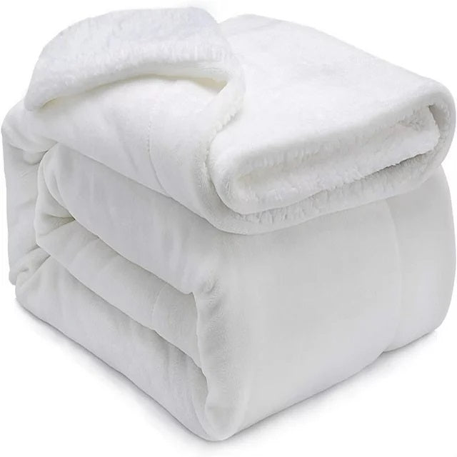 Sherpa Fleece Blanket Throw White