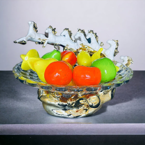 gold fruit bowl, modern gold fruit bowl, horses fruit bowl