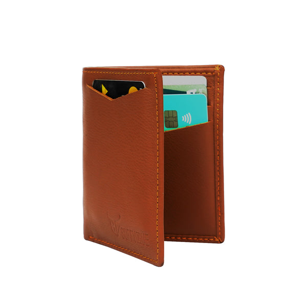 Pure Leather Men Card Holder Wallet Mustard Camel Brown