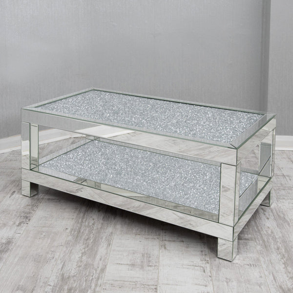 crushed diamond coffee table, crushed crystal coffee table, diamond crush coffee table